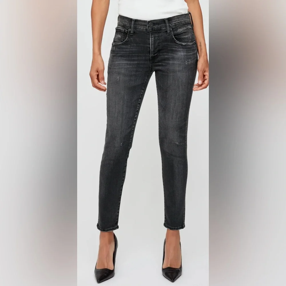 Moussy Vintage Black Skinny Jeans Distressed Stretch SZ 30